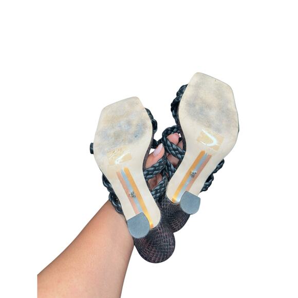 Sam Edelman Black Square Toe Braided Marjorie Slip On High Heel Sandals Size 7 - Picture 7 of 7